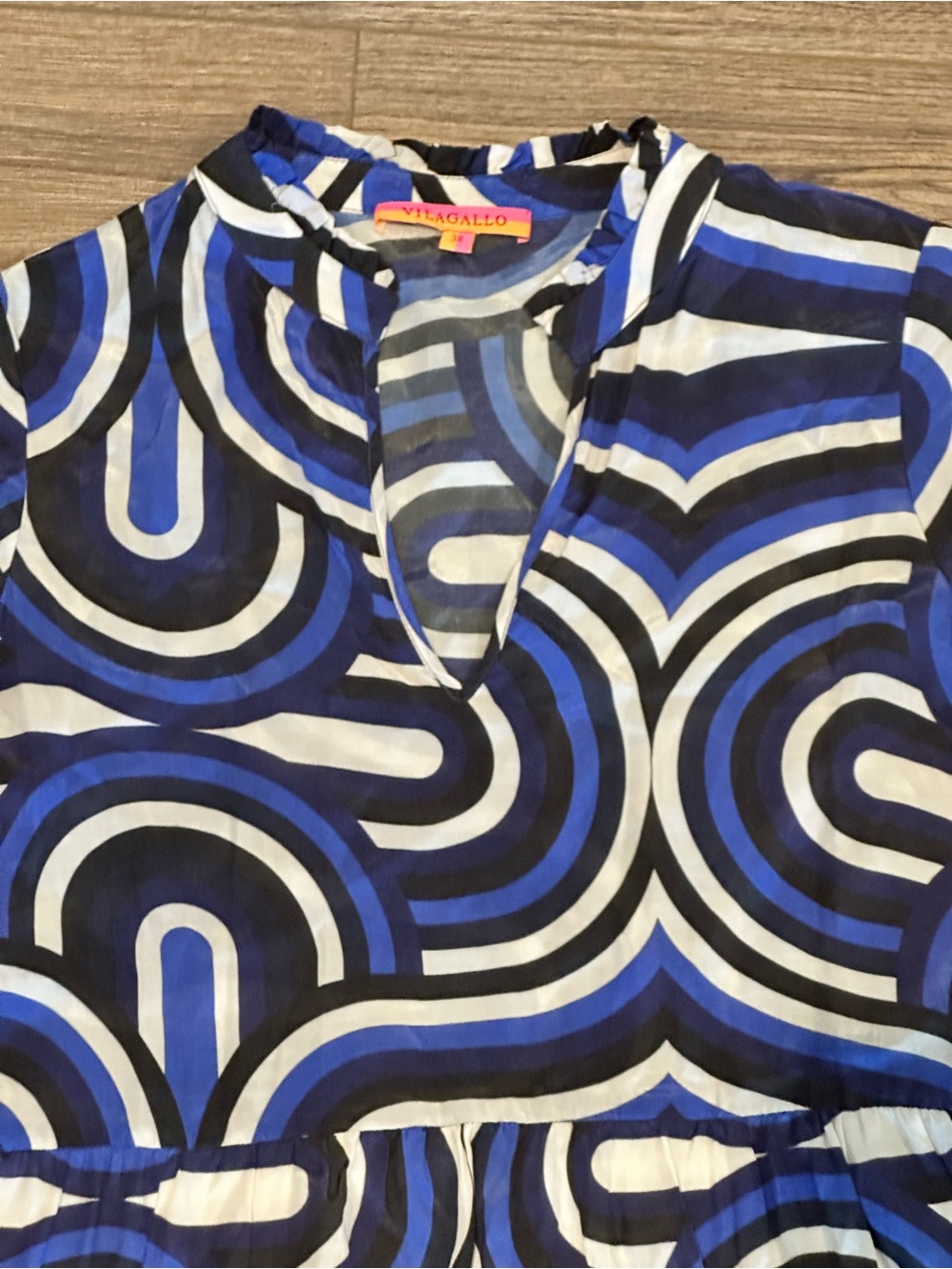Vilagallo Navona Abstract Blue Print Midi Dress - Picture 4 of 9